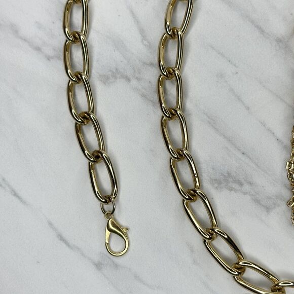 Chunky Gold Tone Chain Belt Tassel Charm Y2K Festival Style One Size ✨ - Picture 2 of 10